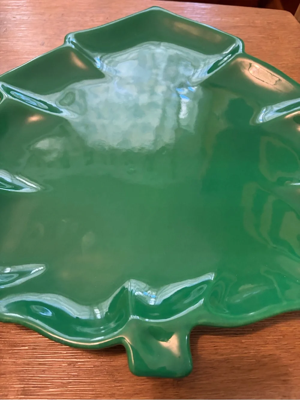 Pier 1 Imports Green Christmas Tree Serving Platter 15